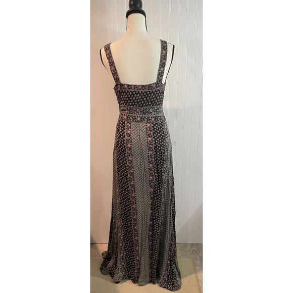 Pull & Bear Womens Floral Maxi Dress Black & Pink Viscose Size M - Picture 4 of 14